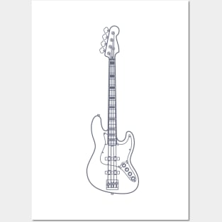 J-style Bass Guitar Outline Posters and Art